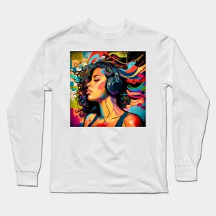 Beautiful Latina Listening to Music Long Sleeve T-Shirt